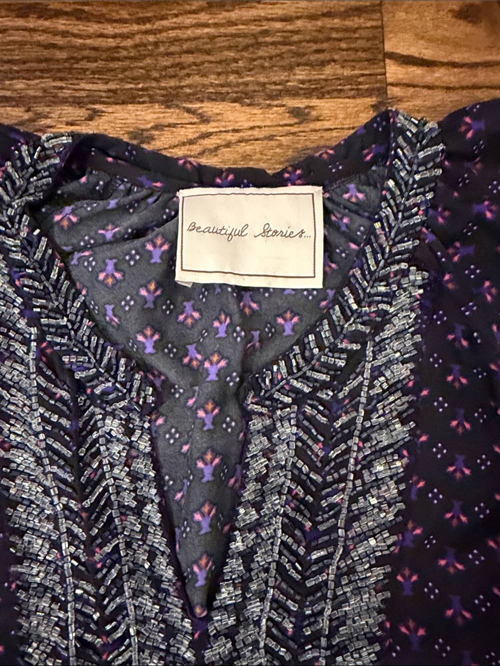 Purple Printed Boho Tunic with Pink & Cream Border - Picture 4 of 6